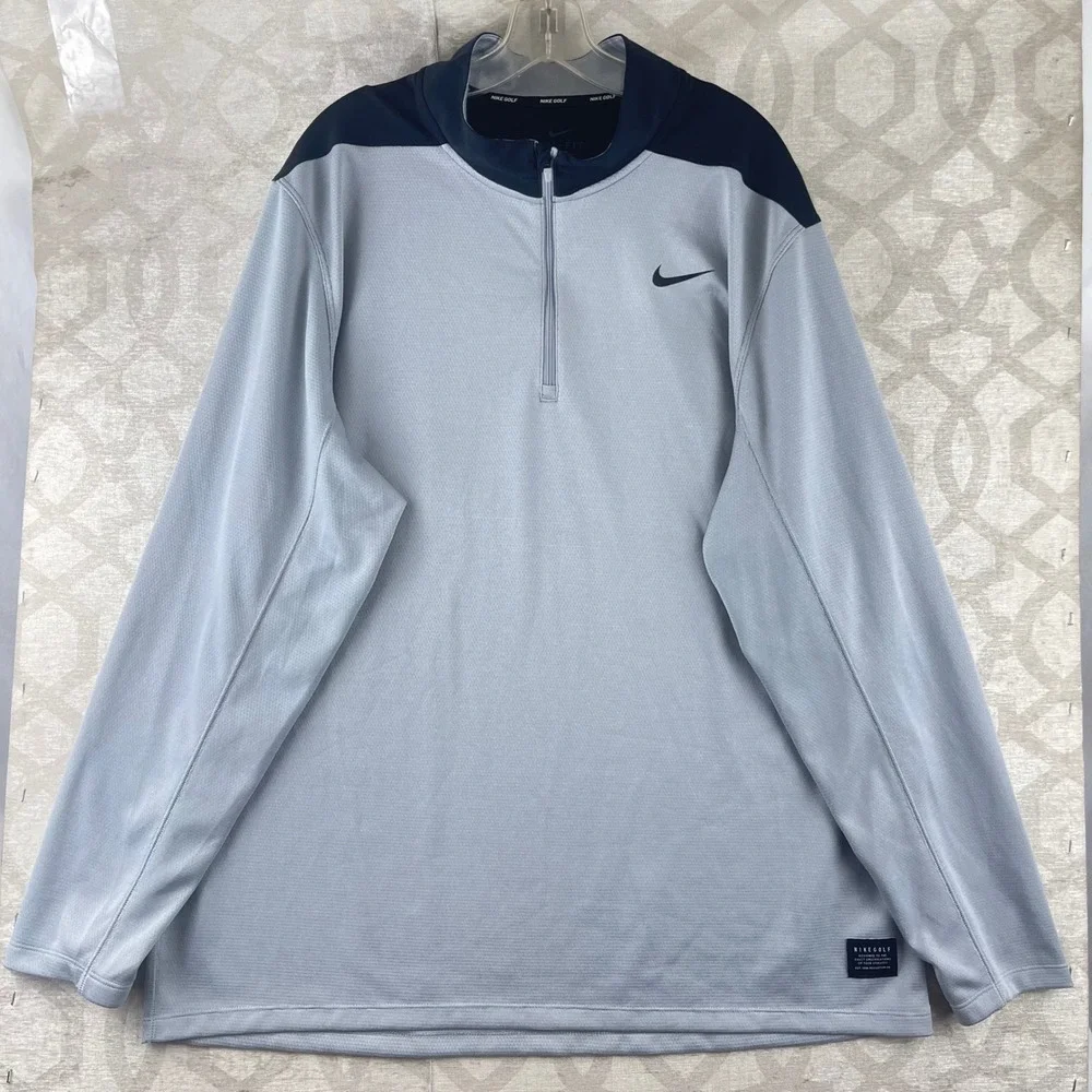 Nike Golf Dri-FIT Quarter Zip Pullover Mens XXL Grey Black‎ AH5548-012